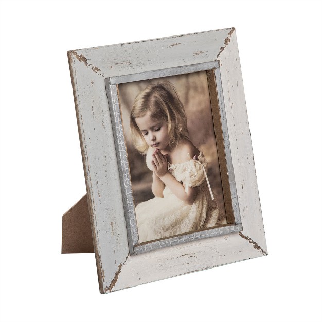 Gray And Cream Distressed Wood 5 X 7 Inch Decorative Wood Picture Frame Foreside Home amp Garden