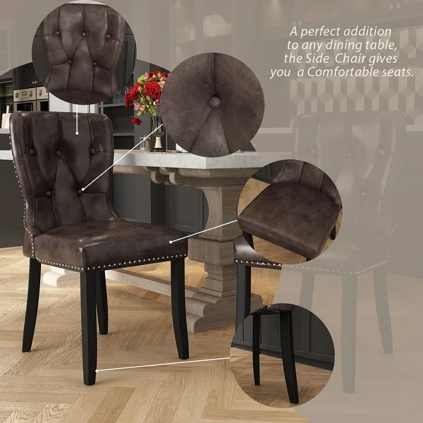 PU Leather Dining Chair Set of 2 Upholstered Modern Dining Room Chair