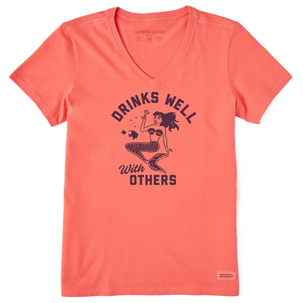 Life Is Good  Women's Drinks Well With Others Mermaid Short Sleeve Vee