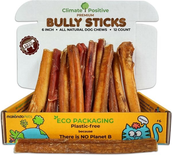 Makondo Pets Bully Sticks Dog Treats， 12 count