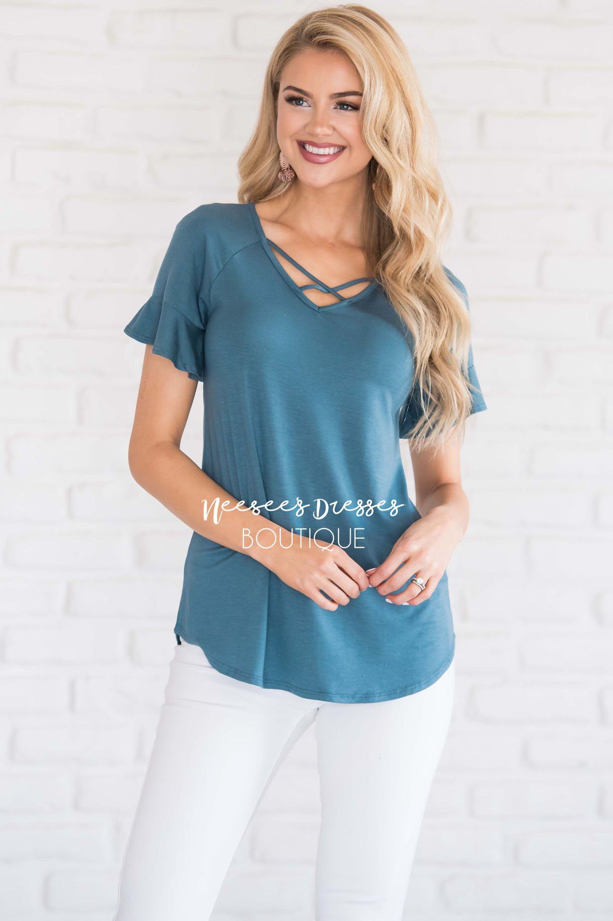 Criss Cross Flutter Sleeve Top