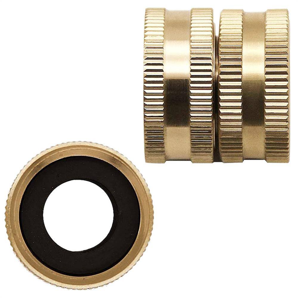 Dyiom 34 in. Heavy-Duty Brass Garden Hose Connector with Dual Swivel for Male Hose to Male Hose ( 2-Pack ) B091DNGZLB