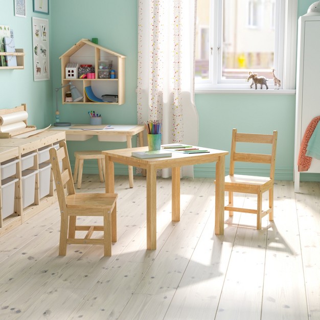 Flash Furniture Kids Solid Hardwood Table And Chair Set For Playroom Bedroom Kitchen 3 Piece Set