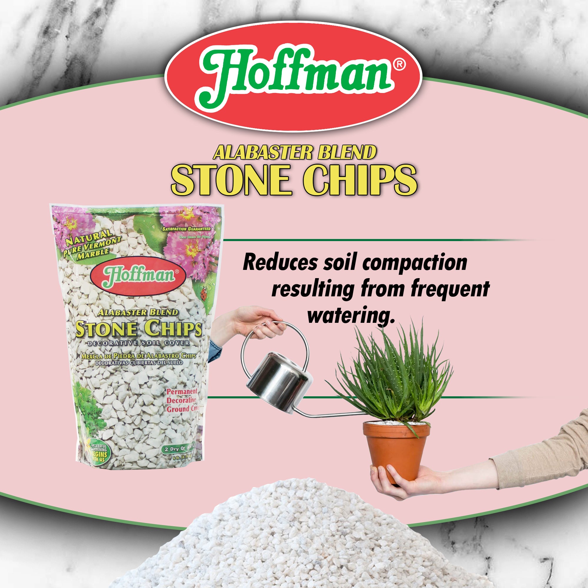 Hoffman Alabaster Blend Stone Chips Decorative Soil Cover, 2 Quarts