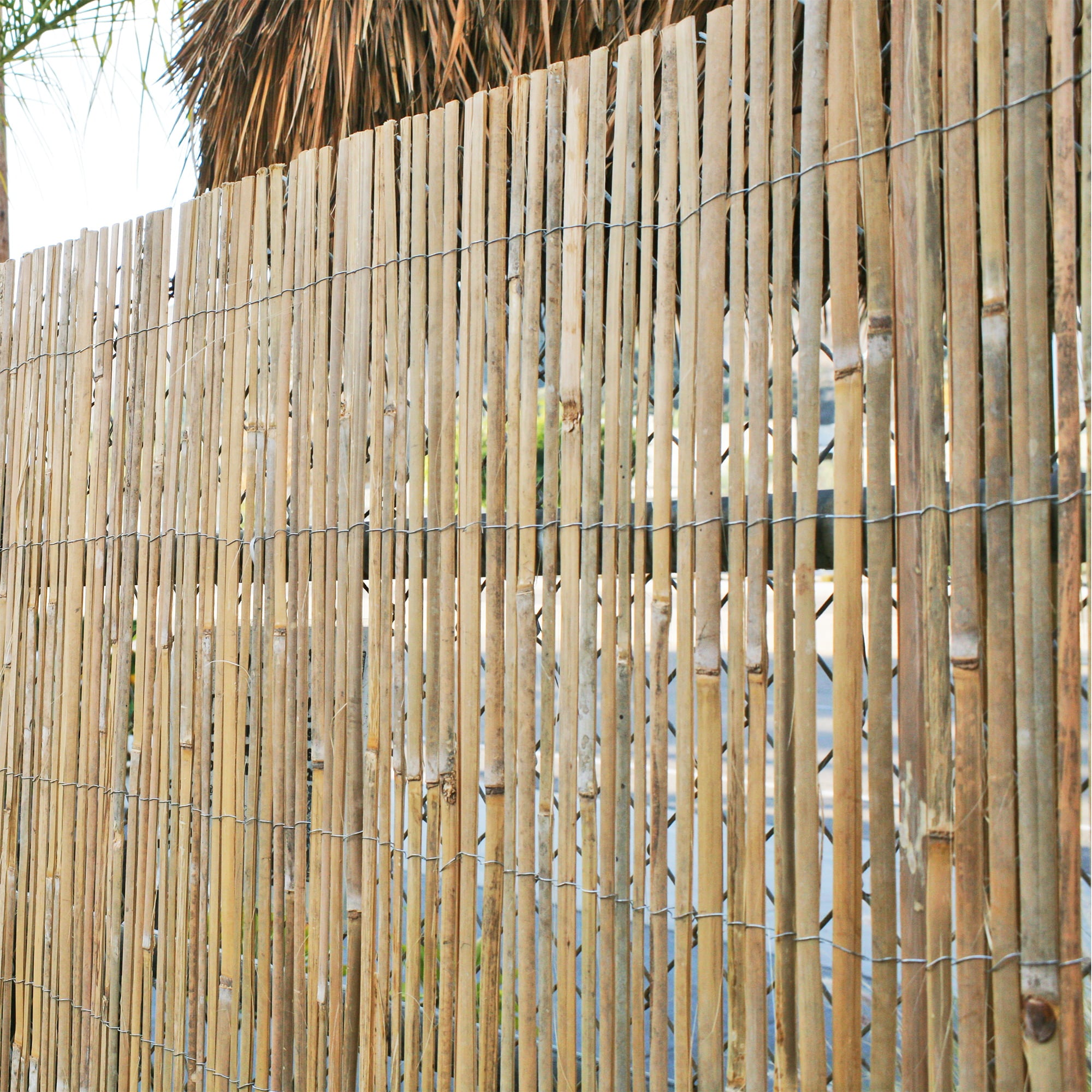 Backyard X-Scapes Natural Raw Split Bamboo Slat Fence 6 ft H x 6 ft L