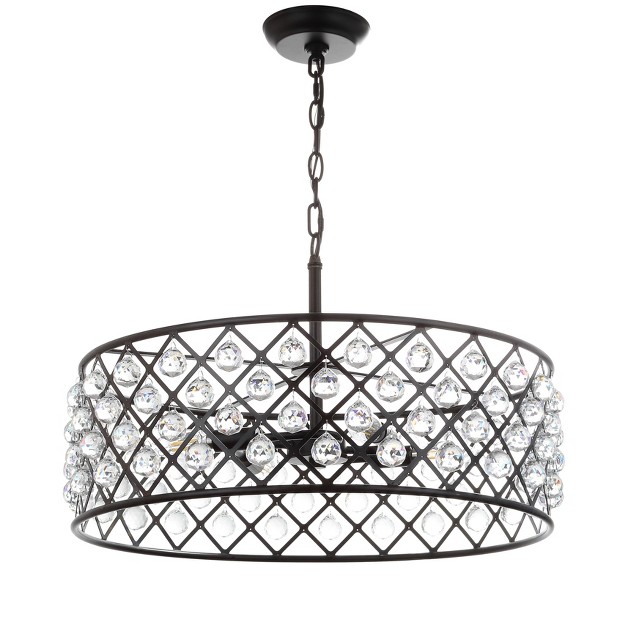 Crystal metal Gabrielle Pendant includes Energy Efficient Light Bulb Black Jonathan Y