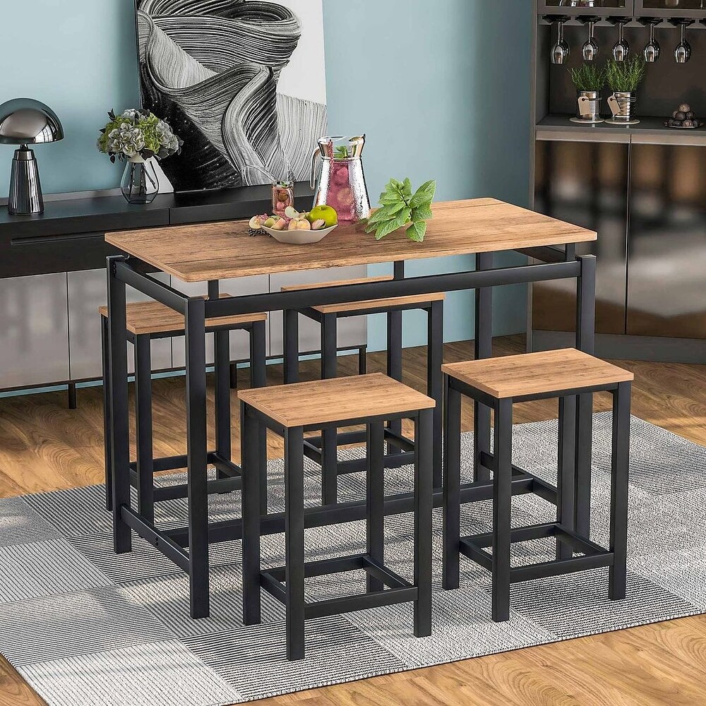 5 piece bar table set with 4 stools