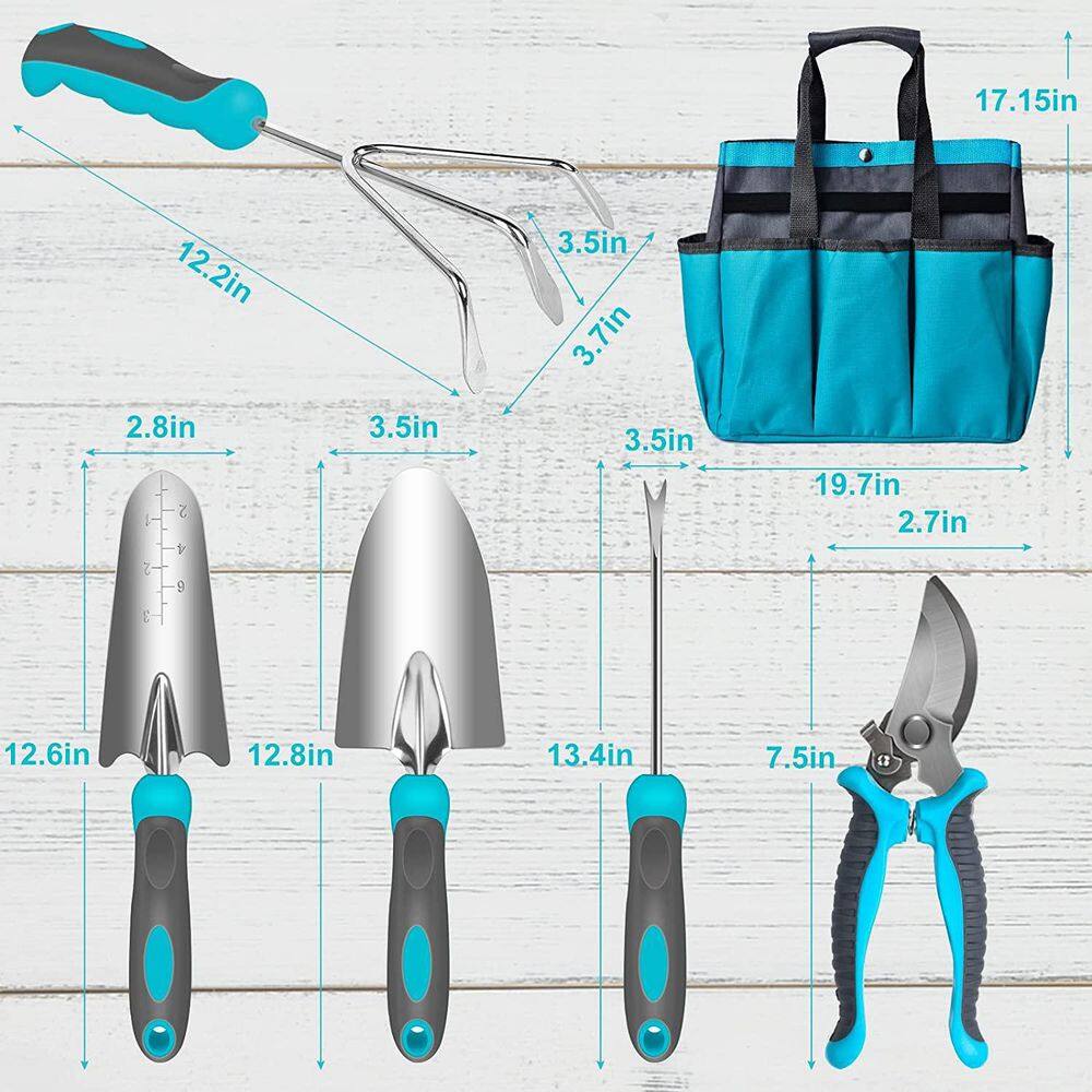 7-Piece Heavy-Duty Stainless Steel Garden Tool Set B0B8YX8LWQ