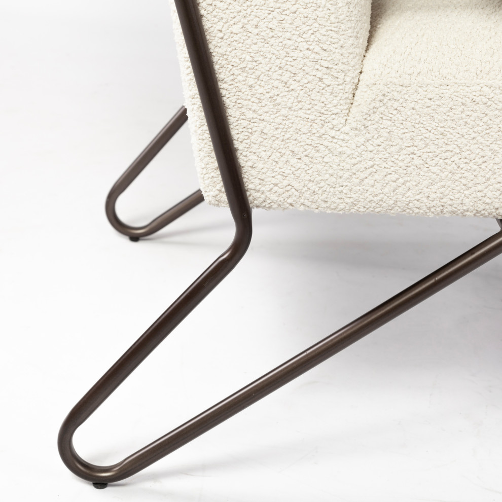 Vicunya Cream Fabric w/ Dark Gray Metal Frame Accent Chair   Midcentury   Armchairs And Accent Chairs   by Mercana  Houzz
