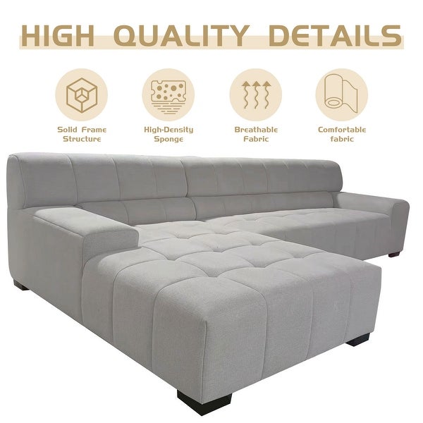 Williamspace Modern Upholstered Sectional Sofa L-shape With Chaise Living Room