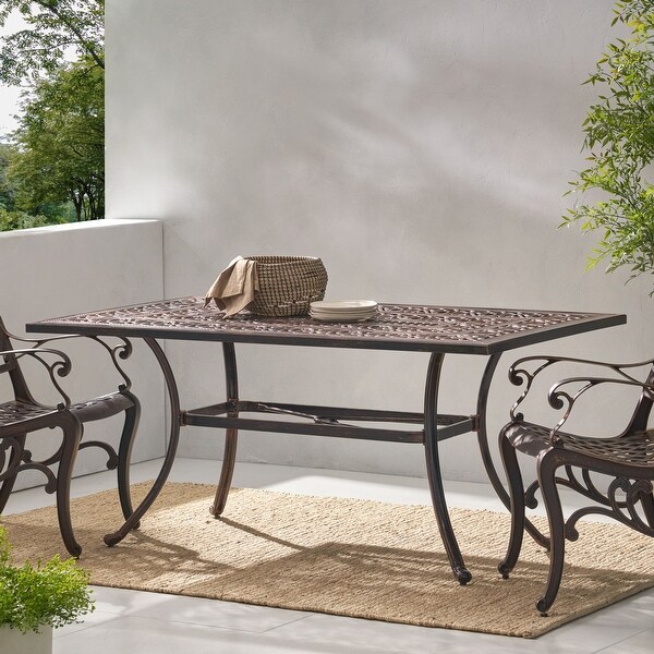 Tucson Outdoor Rectangular Cast Aluminum Dining Table by Christopher Knight Home