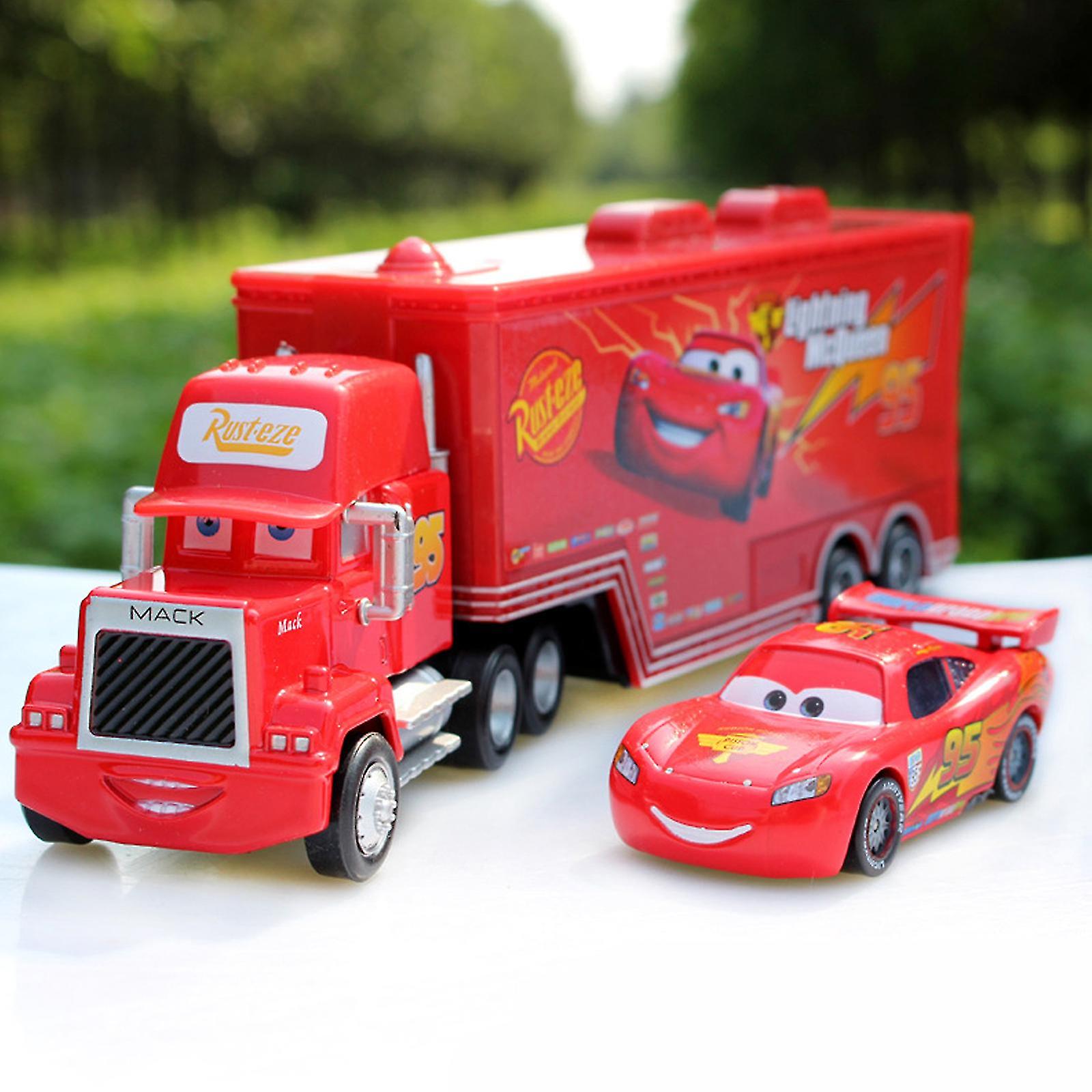 Cars Movie Mcqueen and The Kingand Chick Hicks and Mack Truck Uncle Diecast Vehicle Toys Set