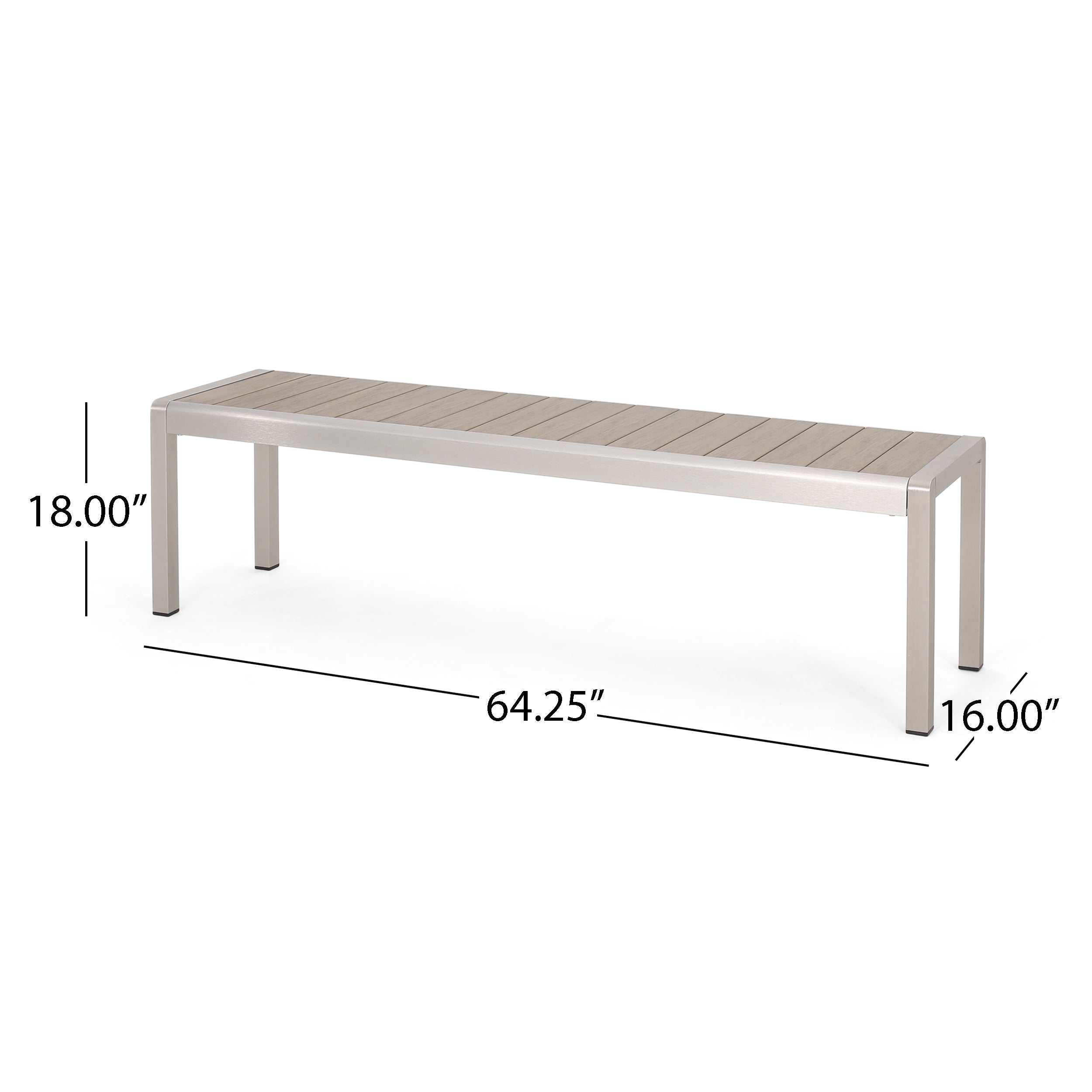 Cherie Outdoor Modern Aluminum 6 Seater Dining Set with Dining Bench