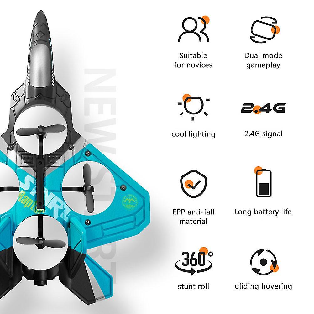 Remote Control Airplane RC Fighter Quadcopter with 360° Flip Function Altitude Hold Dual Mode Gravity Sensing Gift Toy for Kids and Beginners