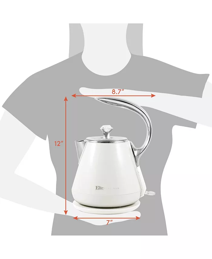 Elite Platinum 1.2L Cool-Touch Stainless Steel Electric Kettle White