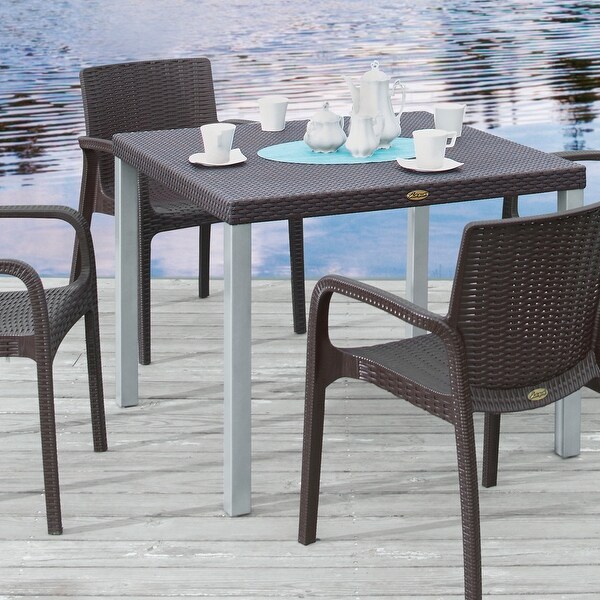 Oslo Resin AllWeather Dining Table with Aluminum Legs