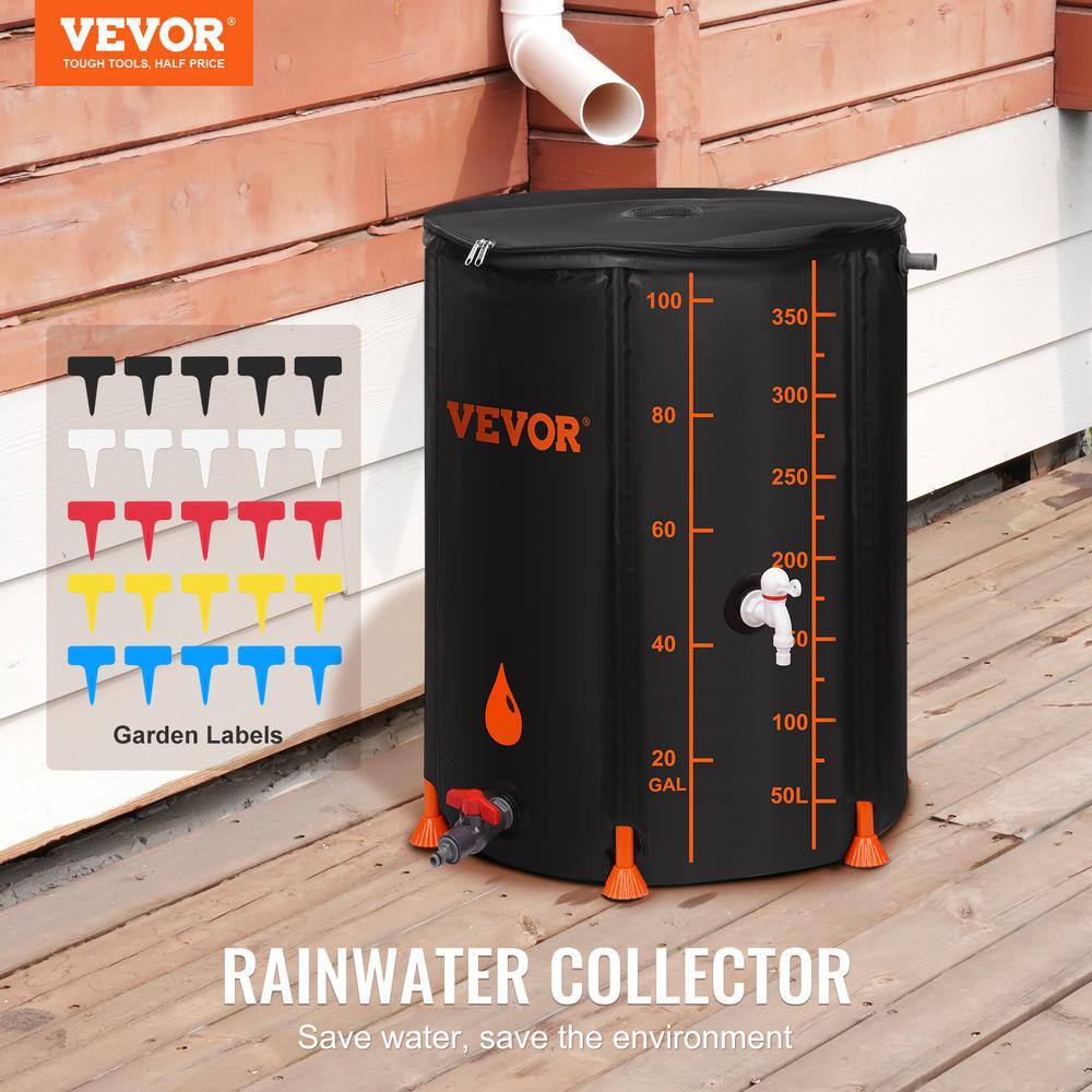 VEVOR 100 Gal. Rain Barrel 1000D PVC Rainwater Collection System Water Tank Storage Container for Garden Water Catcher ZDYSTJL100PVCHTGYV0