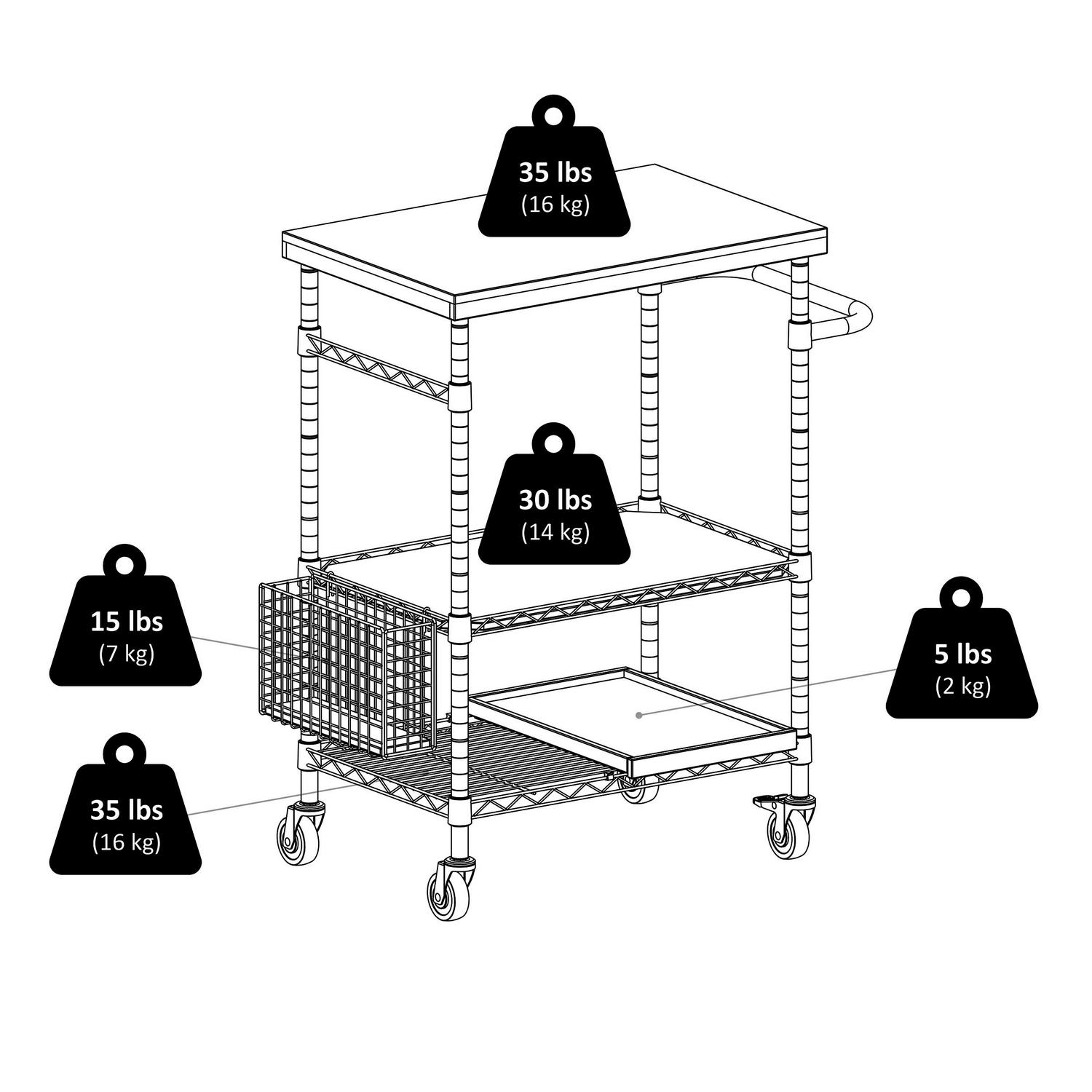 Winsome Wood Madera Utility Kitchen Cart， Bamboo and Chrome Finish