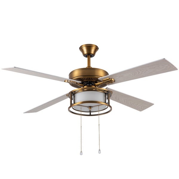 Lena River of Goods Brass and Glass 52-Inch Ceiling Fan with Light - 52