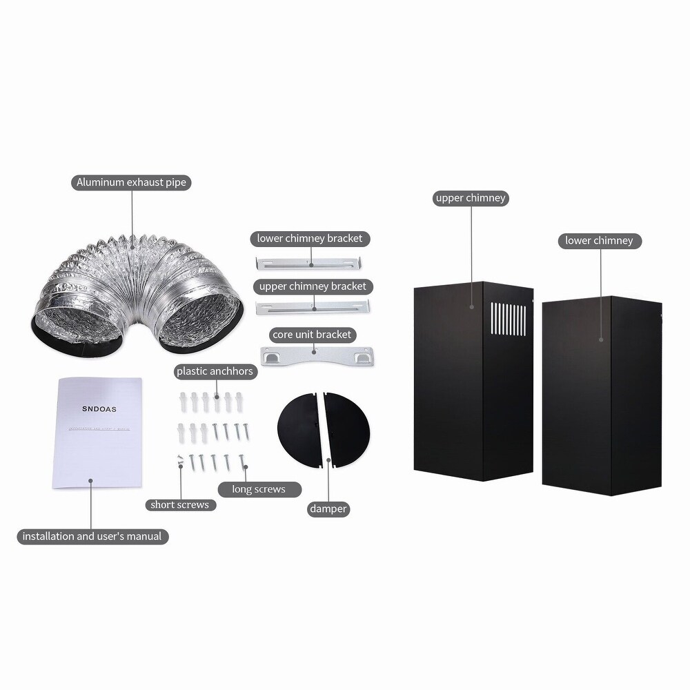 24 inch Wall Mounted Range Hood Kitchen Exhaust Stove Vent Hood 450 CFM 3 Speed Fan w/LED