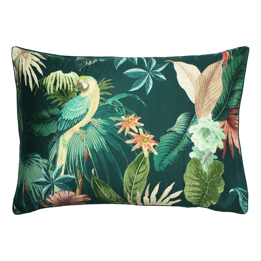 FernandaGreenBotanicalPillowcaseTeal/LeafGreenLinenHouse