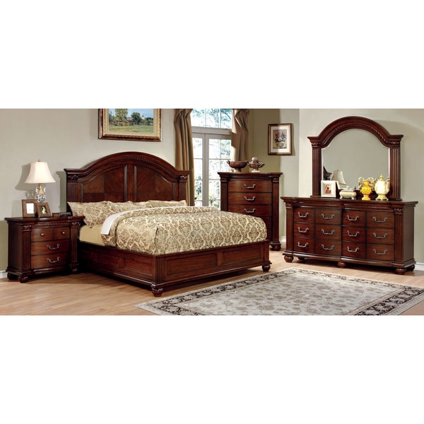 Furniture of America Vayne Cherry 2-piece Dresser and Mirror Set - - 10001175