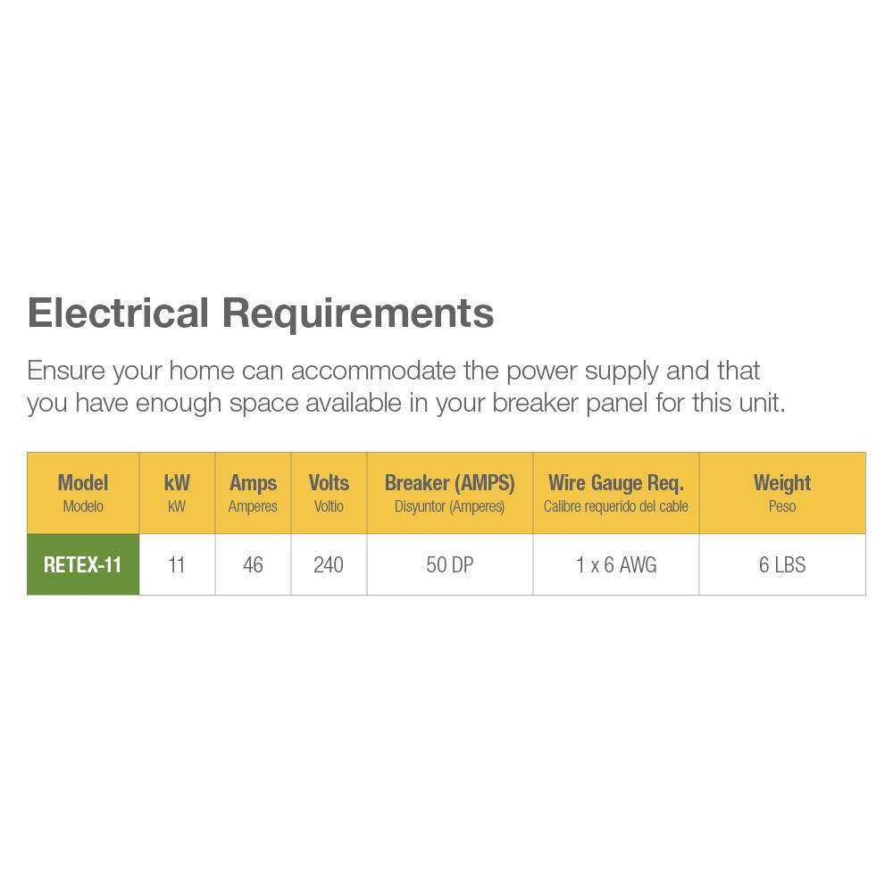 Rheem Performance 11 kW Self-Modulating 2.15 GPM Tankless Electric Water Heater RETEX-11