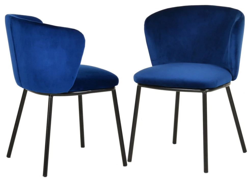 Chandler Modern Blue Velvet Dining Chair  Set of 2   Contemporary   Dining Chairs   by Rustic Home Furniture Deco  Houzz