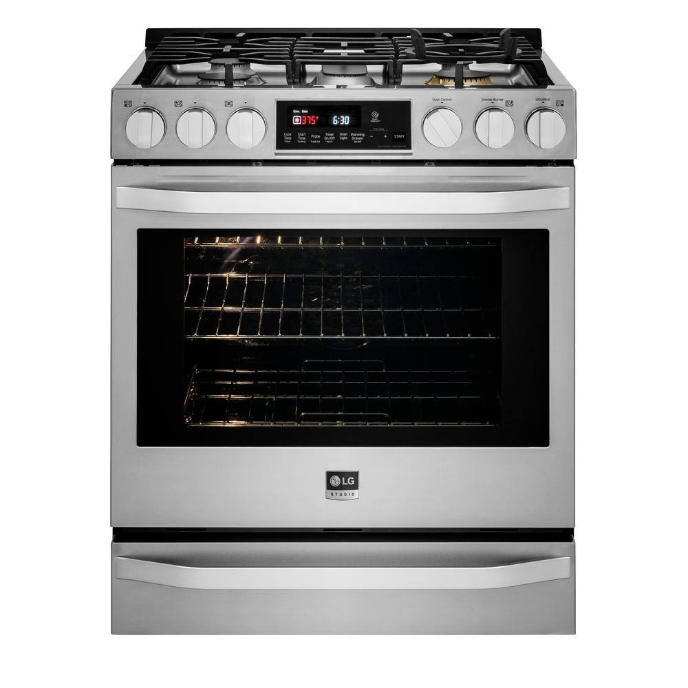 LG STUDIO 30 in. 6.3 cu. ft. Smart Slide-In Gas Range with ProBake Convection Oven and Self-Clean in Stainless Steel LSSG3017ST