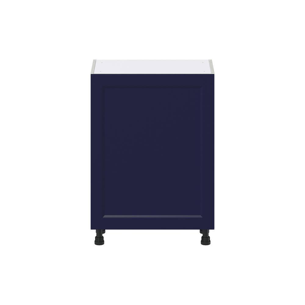 J COLLECTION 24 in. W x 14 in. D x 34.5 in. H Devon Painted Blue Shaker Assembled Shallow Base Kitchen Cabinet with a Door DSB2414FH(LR)-DV