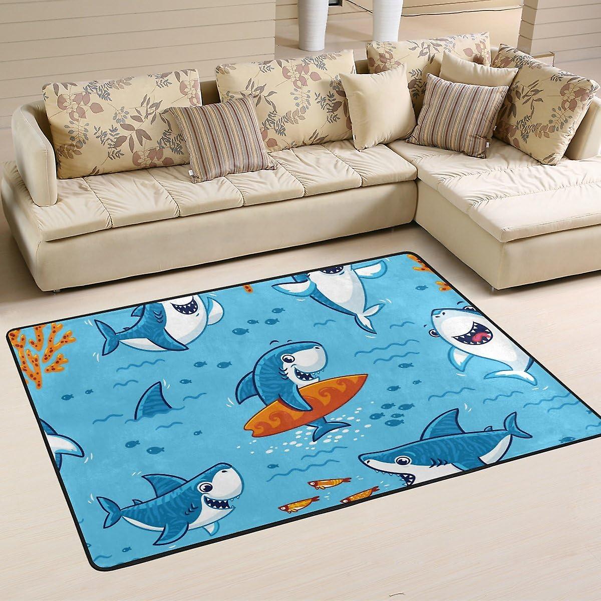 Colourlife Lightweight Carpet Mats Area Soft Rugs Floor Mat Doormat Decoration For Rooms Entrance 36 X 24 Inches Underwater Sharks