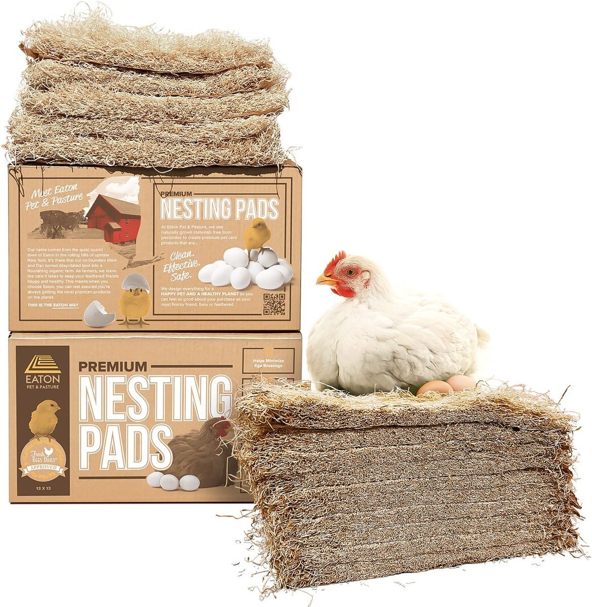 Eaton Pet and Pasture USA Grown and Sustainably Harvested Bird Nesting Pad， 8-pack