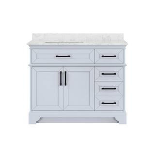 Home Decorators Collection Cherrydale 42 in. W x 22 in. D x 34.50 in. H Bath Vanity in Light Blue with White Cultured Marble Top Cherrydale 42J