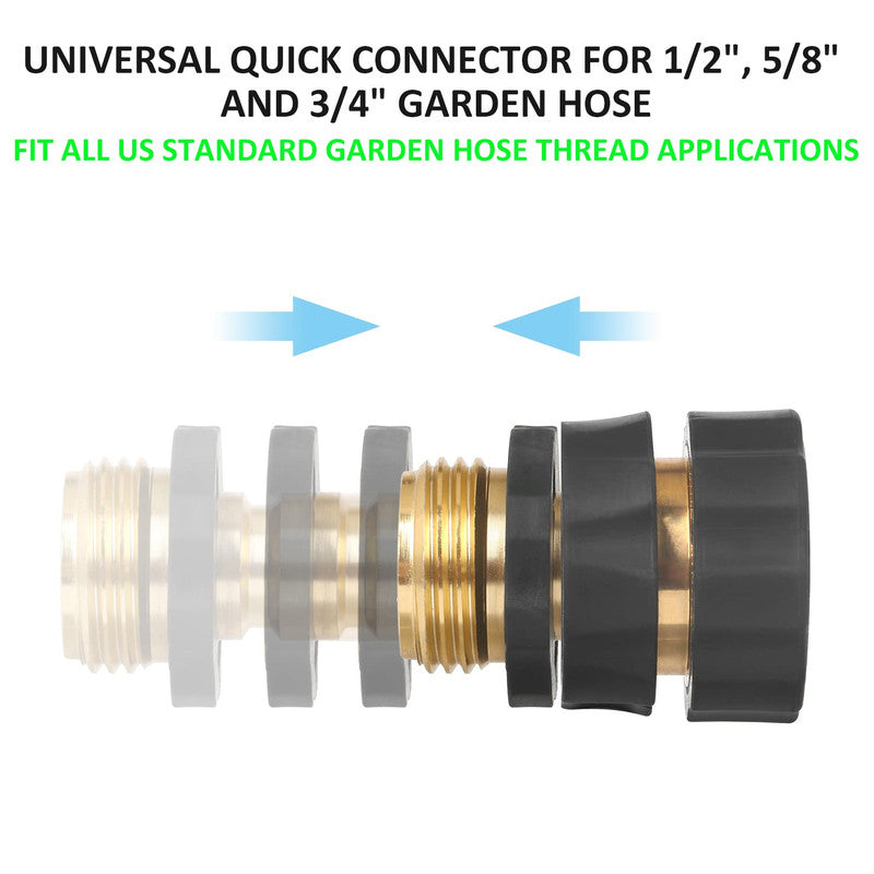 Garden Hose Quick Release Connect Coupler， Metal Hose Fitting Quick Connector 3/4