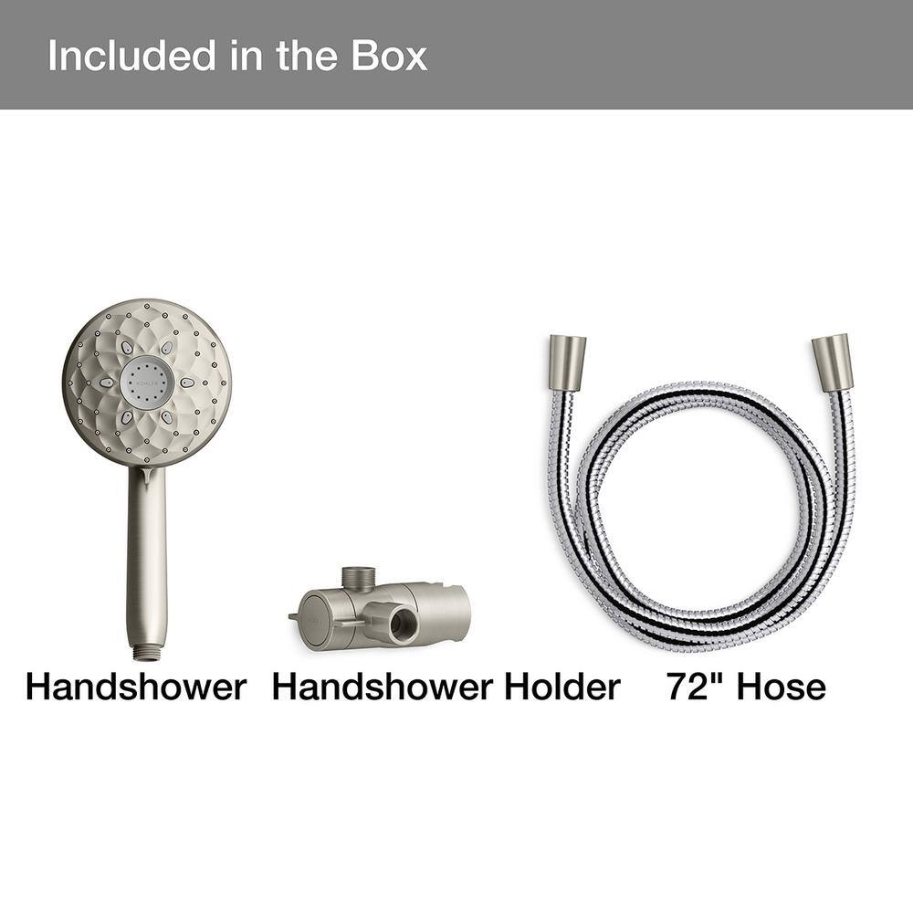 KOHLER Rosewood 6-Spray Patterns 4.9375 in. Wall Mount Handheld Shower Head in Vibrant Brushed Nickel K-REC27215-G-BN