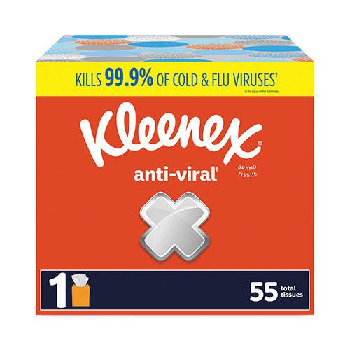 Kimberly-Clark Kleenex Anti-viral Facial Tissue - 3 Ply - White - Anti-viral | Soft - For Face， Business， Commercial - 68 Per Box | KCC54505