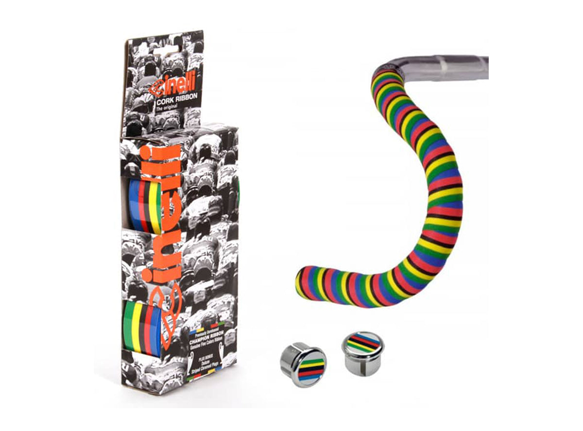 Cinelli Cork Bar Tape - World Champion Stripes - Rainbow