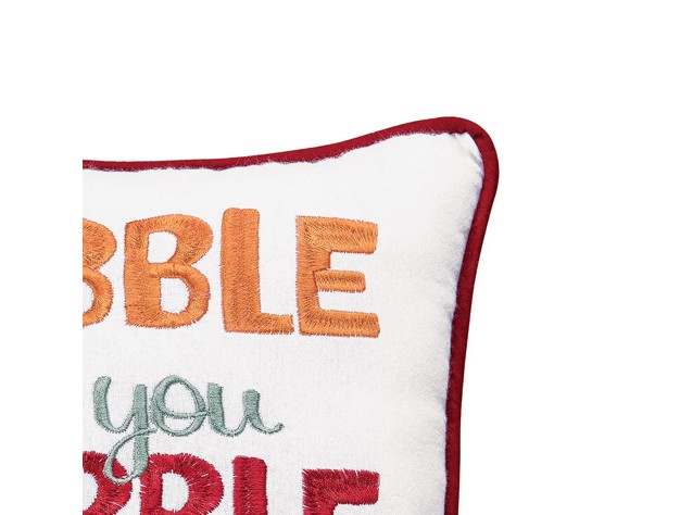 X 10 quot Gobble Till You Wobble Thanksgiving Embroidered Throw Pillow