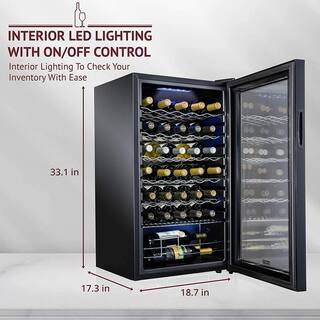 Schmecke Wine Fridge Freestanding Wine Refrigerator 34 Bottle Wine Cooler SHMFWCC341B