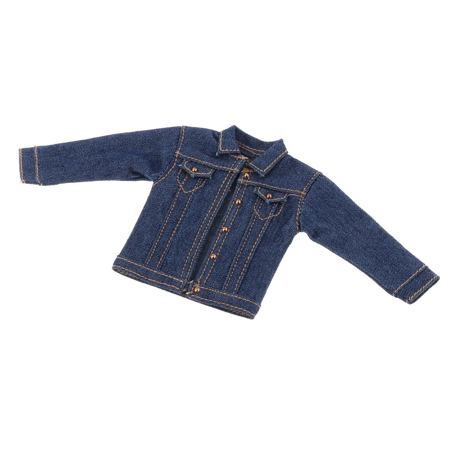 1/12 Male Denim Jacket Handmade Doll Clothes For 6in Action Figures Dress Up