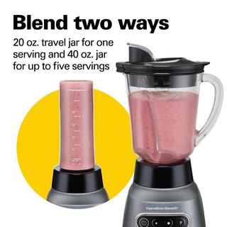 Hamilton Beach Wave Crusher 40 oz. 6-Speed Gray Blender with 20 oz. Travel Jar 58181