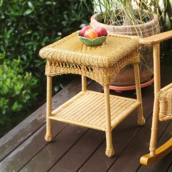 Portside Southwest Amber Square Outdoor Wicker Side Table