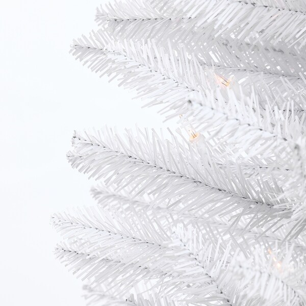 6.5Ft PreLit Artificial White Full Christmas Tree