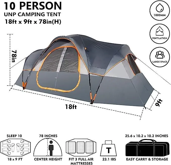 barraca de camping casas de campana camping big folding tent air conditioner outdoor camp custom tent with bed