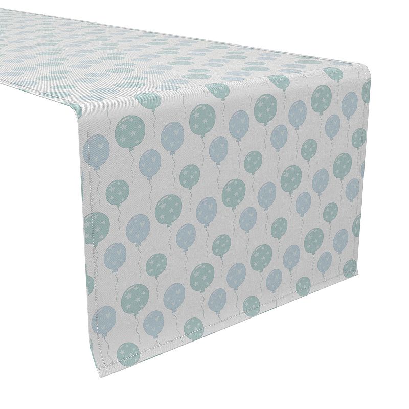 Table Runner， 100% Cotton， 16x108， Blue Balloons