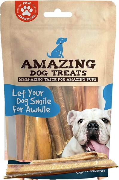 Amazing Dog Treats 6-inch Small Thin Bully Sticks Dog Treats， 12 count