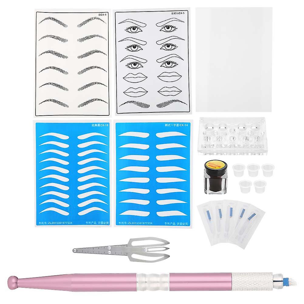 Microblading Eyebrow Tattoo Kit Practice Skin Needle Pigment Ring Cup Tattoo Set 5#