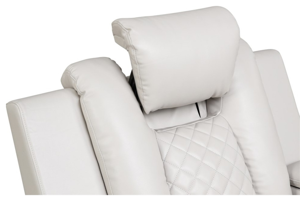 Benz LED  ampPower Reclining Loveseat Made With Faux Leather in Ice/ White   Contemporary   Loveseats   by Homesquare  Houzz