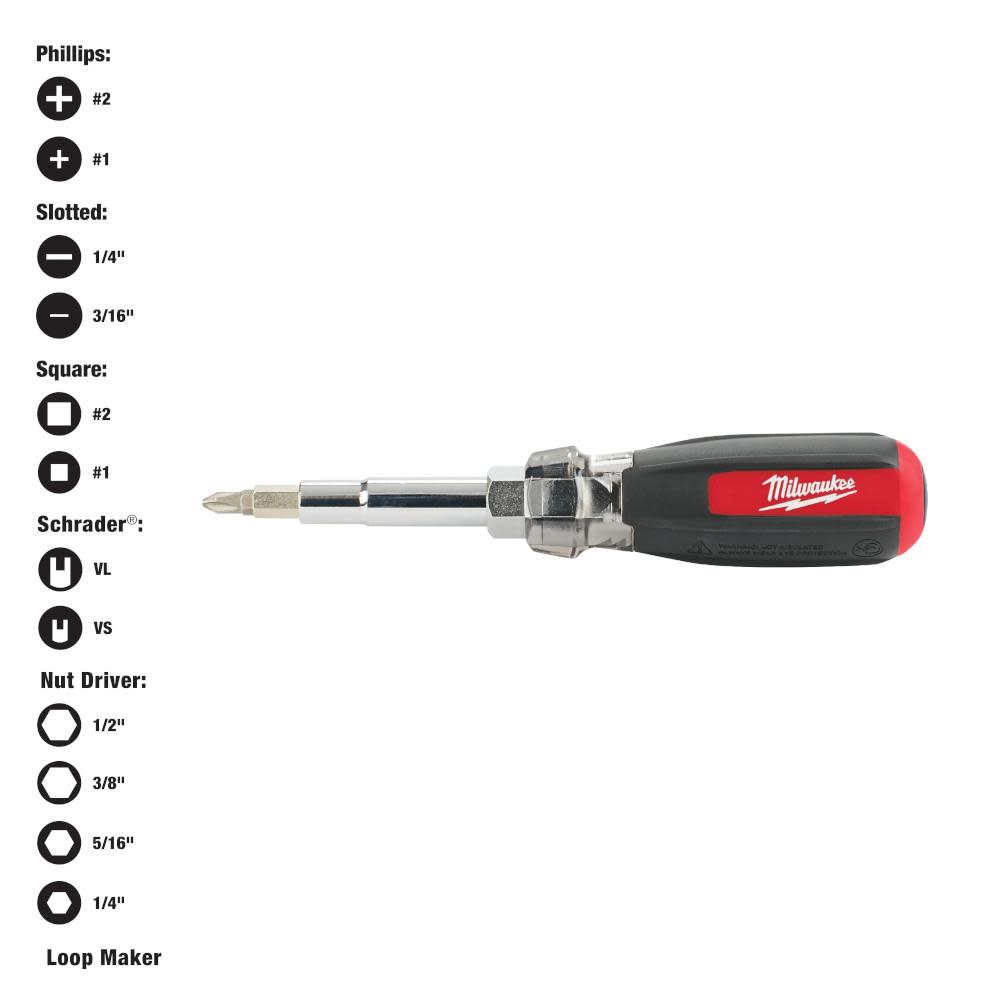 13-in-1 Cushion Grip Screwdriver with Schrader Bit ;