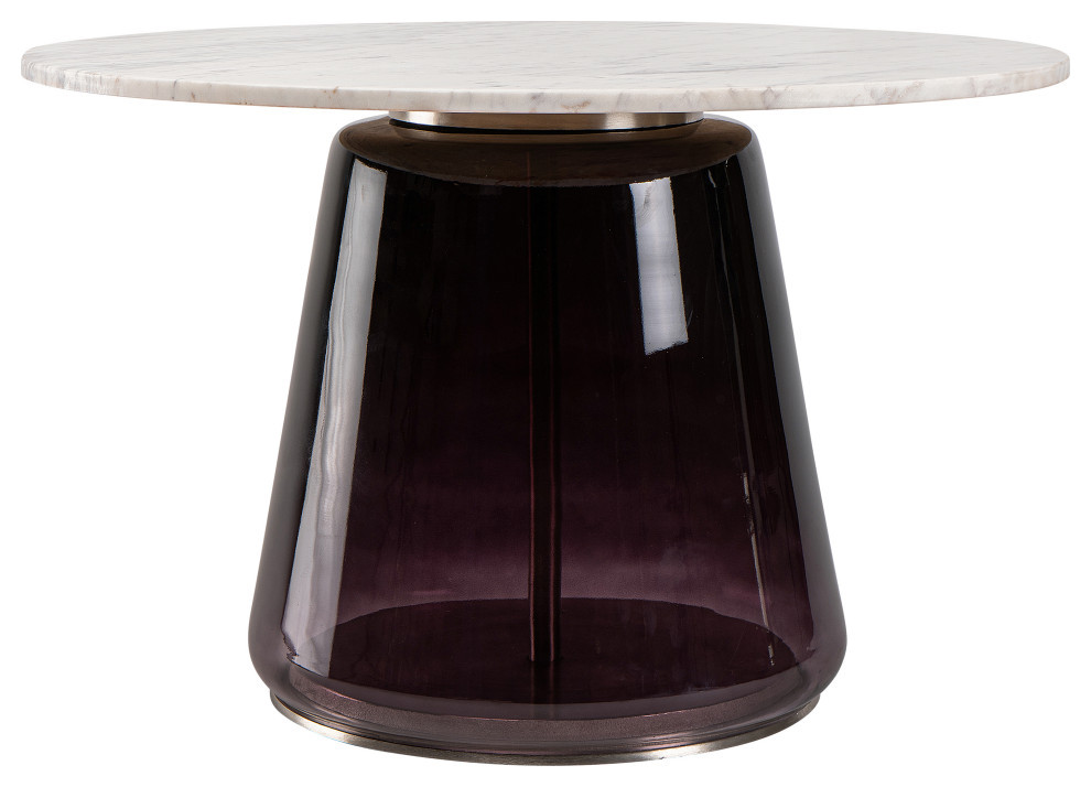 Marble Top  19 quotCoffee Table Glass Base  Purple/White   Contemporary   Coffee Tables   by Sagebrook Home  Houzz